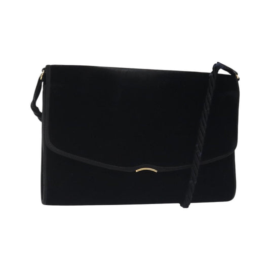 Gucci Vintage Flap Velvet, Black, Velvet, Shoulder Bag