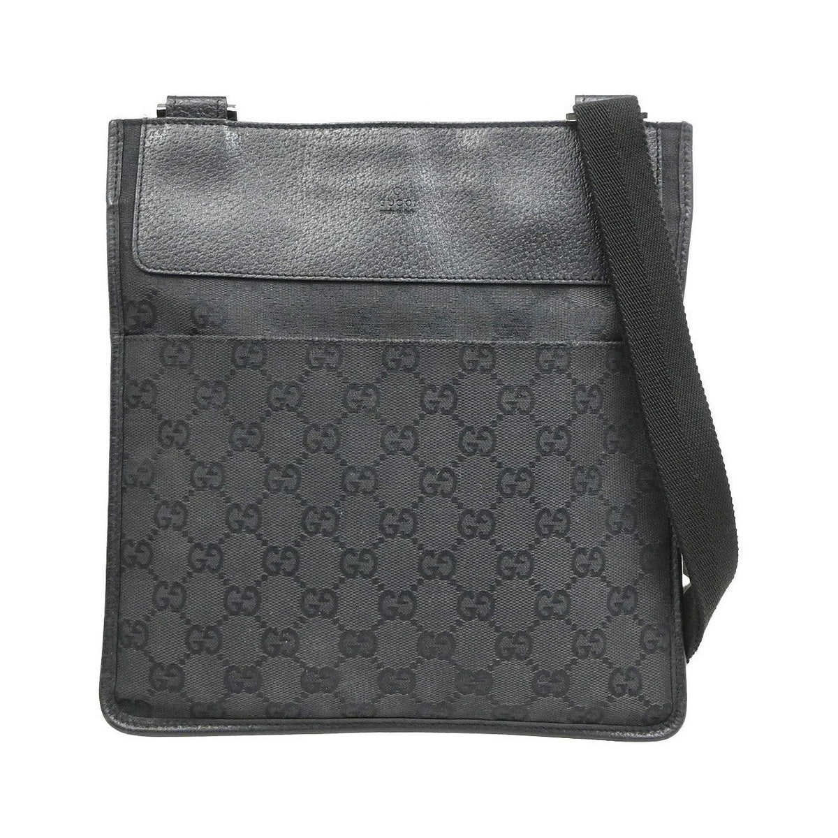 Gucci Vintage Flat GG Canvas, Black, Canvas, Crossbody Bag