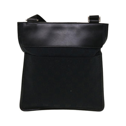 Gucci Vintage Flat Messenger GG Canvas and Leather, Black, Canvas, Handbag