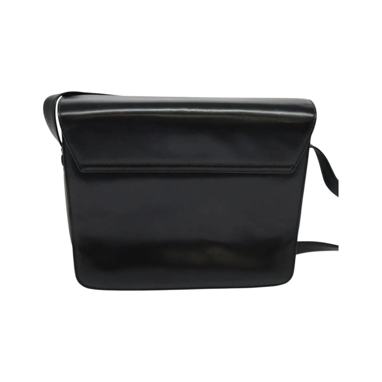 Gucci Vintage Flat Messenger Nylon and Leather, Black, Leather, Shoulder Bag