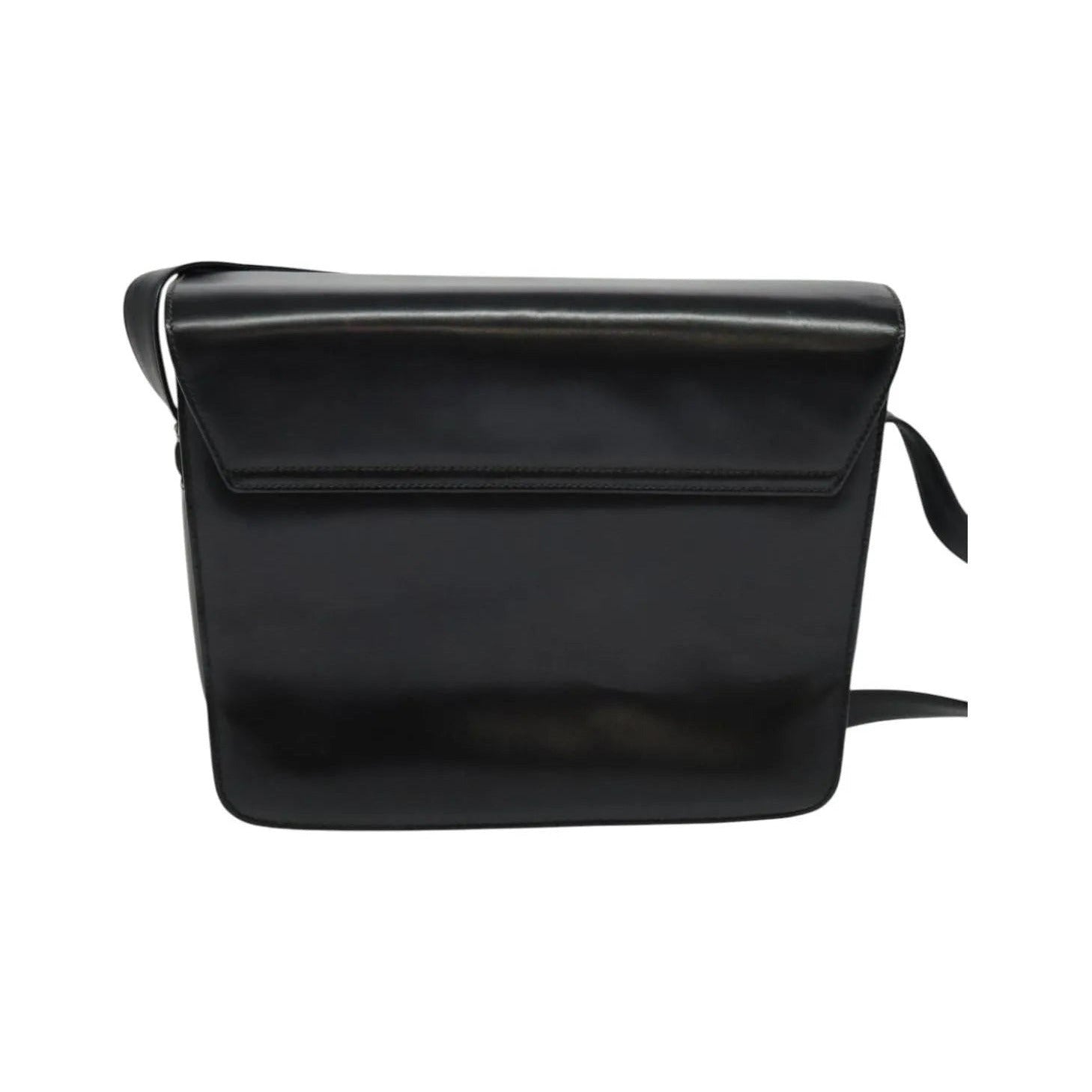 Gucci Vintage Flat Messenger Nylon and Leather, Black, Leather, Shoulder Bag