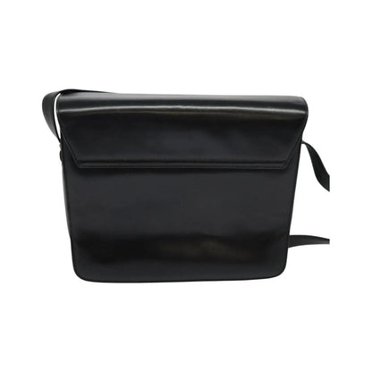 Gucci Vintage Flat Messenger Nylon and Leather, Black, Leather, Shoulder Bag