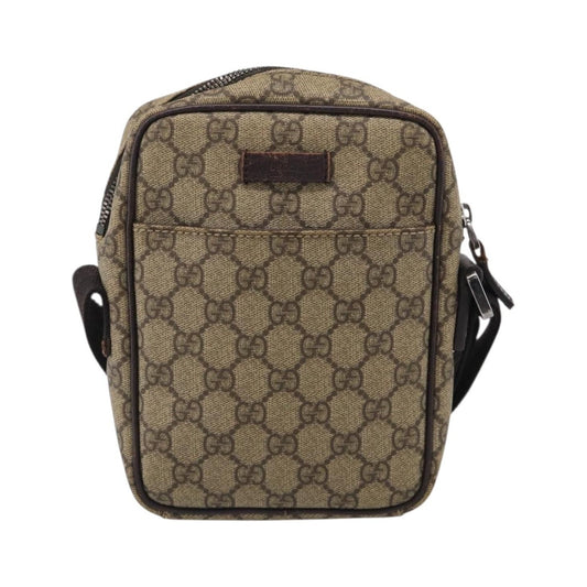 Gucci Vintage Front Pocket Flat Messenger GG Canvas and Leather, Beige, Canvas, Shoulder Bag