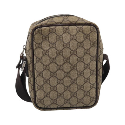Gucci Vintage Front Pocket Flat Messenger GG Canvas and Leather, Beige, Canvas, Shoulder Bag