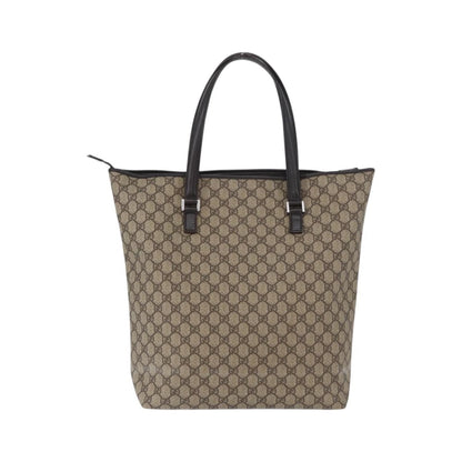 Gucci Vintage Front Pocket Tote GG Coated Canvas with Leather, Beige, Canvas, Tote Bag