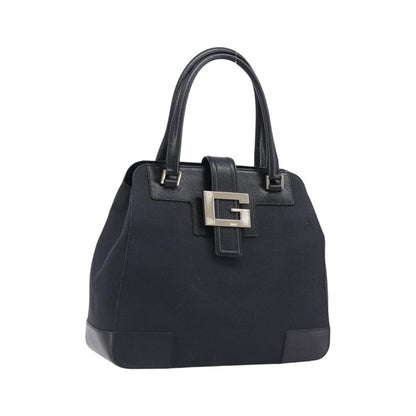 Gucci Vintage G logo Canvas, Black, Leather, Shoulder Bag