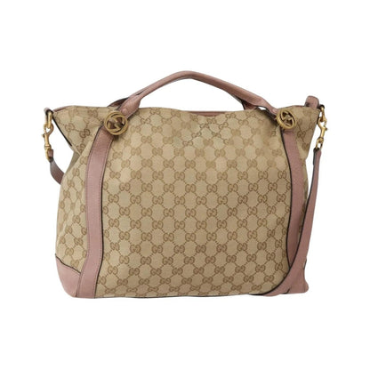 Gucci Vintage Interlocking G Canvas and Leather, Beige, Canvas, Handbag