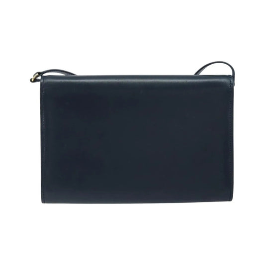 Gucci Vintage Interlocking G Flap Leather, Navy, Leather, Shoulder Bag