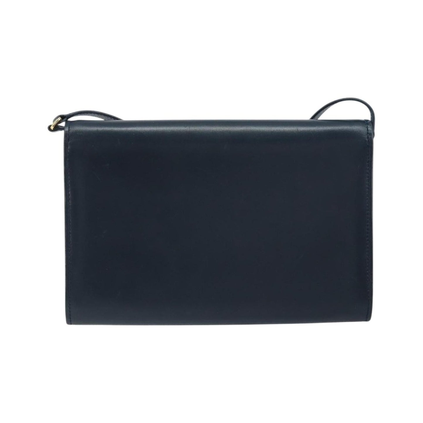 Gucci Vintage Interlocking G Flap Leather, Navy, Leather, Shoulder Bag