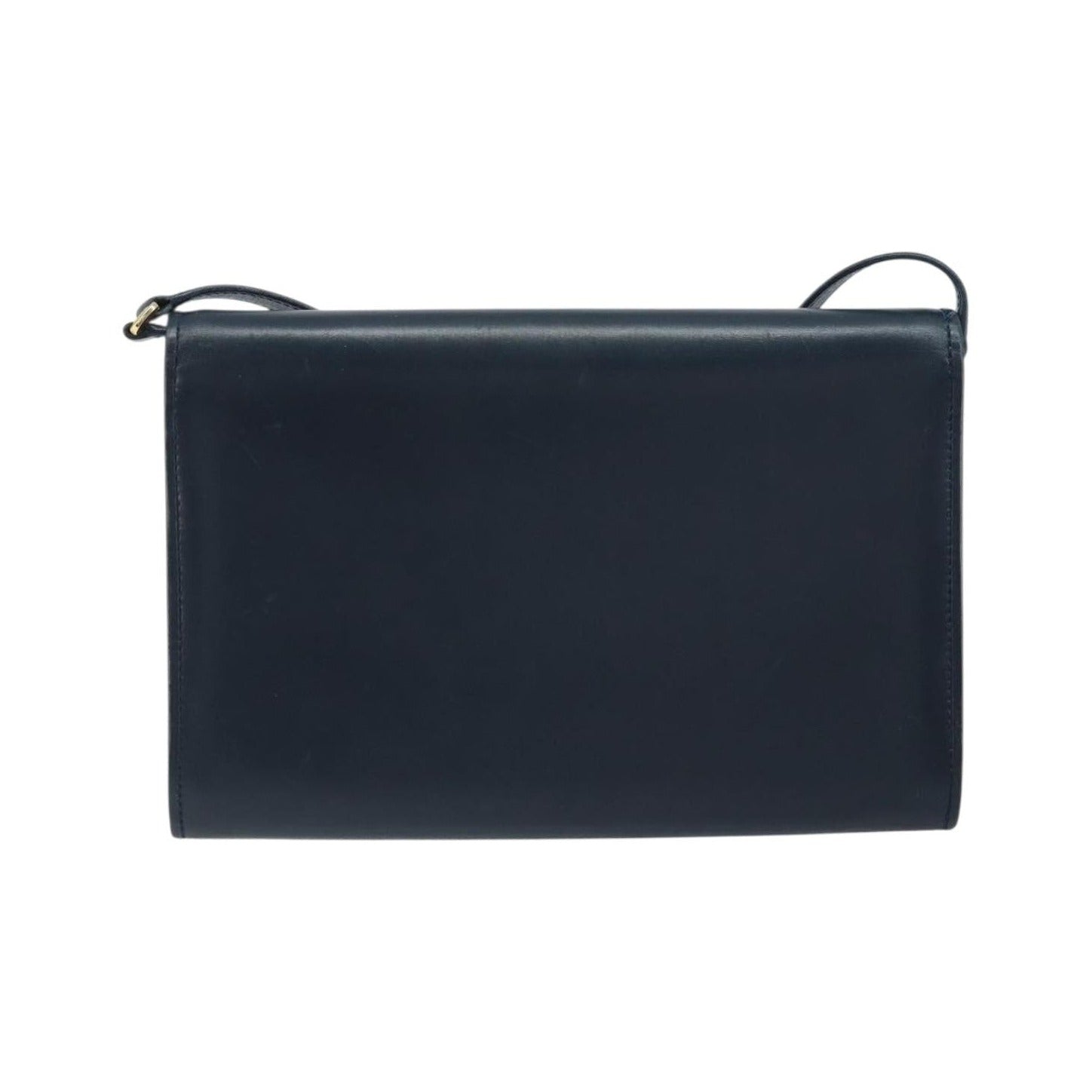 Gucci Vintage Interlocking G Flap Leather, Navy, Leather, Shoulder Bag