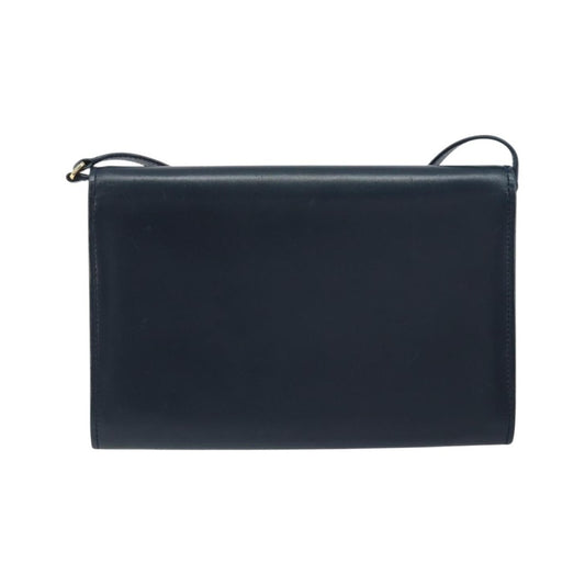 Gucci Vintage Interlocking G Flap Leather, Navy, Leather, Shoulder Bag