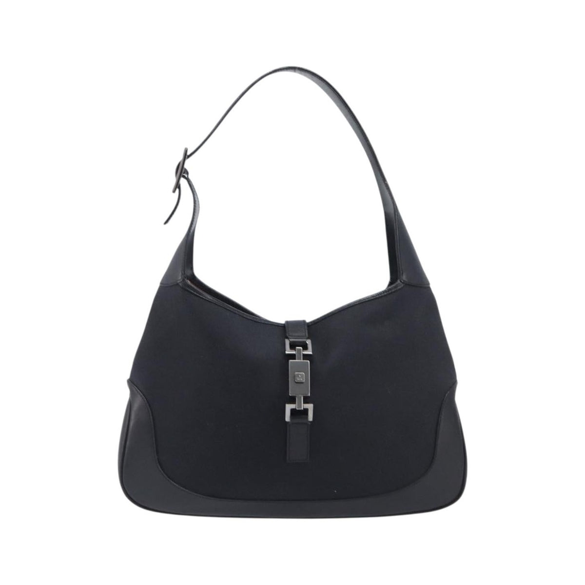 Gucci Vintage Jackie Hobo GG Canvas with Leather, Black, Canvas, Shoulder Bag