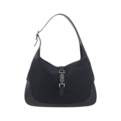 Gucci Vintage Jackie Hobo GG Canvas with Leather, Black, Canvas, Shoulder Bag