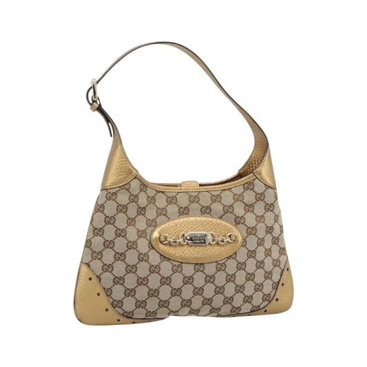 Gucci Vintage Jackie O Chain Hobo GG Canvas, Beige, Canvas, Handbag