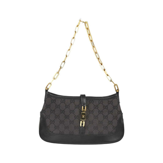 Gucci Vintage Jackie O Chain Hobo GG Canvas, Black, Canvas, Handbag