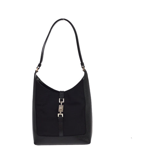 Gucci Vintage Jackie O Hobo Canvas and leather, Black, Leather, Shoulder Bag