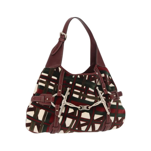 Gucci Vintage Jackie Shoulder Canvas and Leather, Green, Canvas, Shoulder Bag