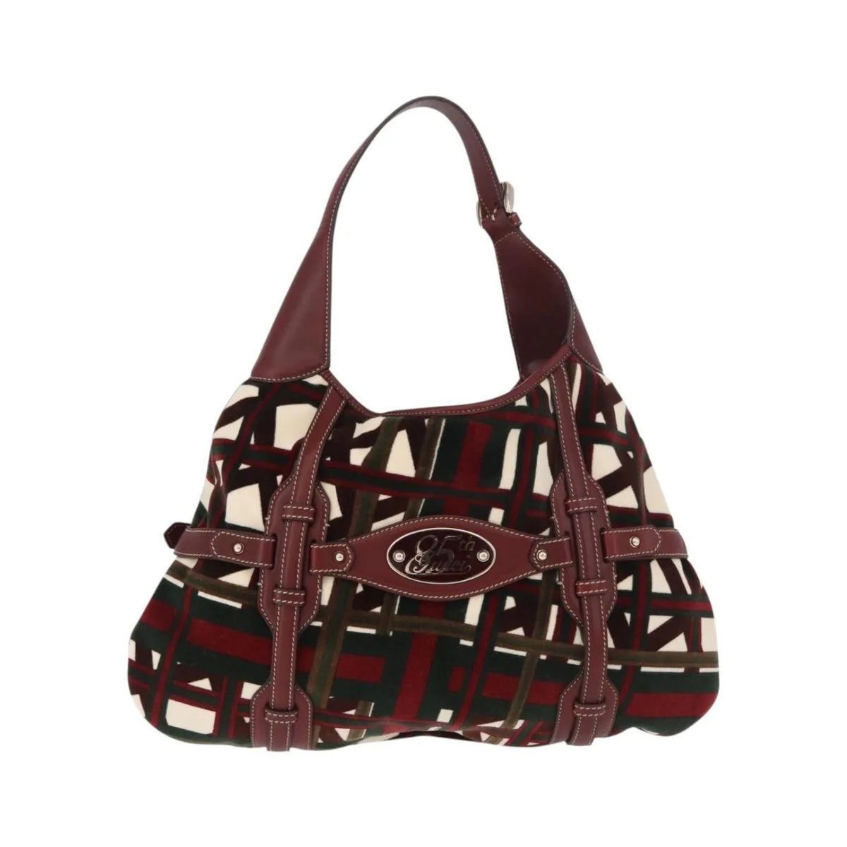 Gucci Vintage Jackie Shoulder Canvas and Leather, Green, Canvas, Shoulder Bag