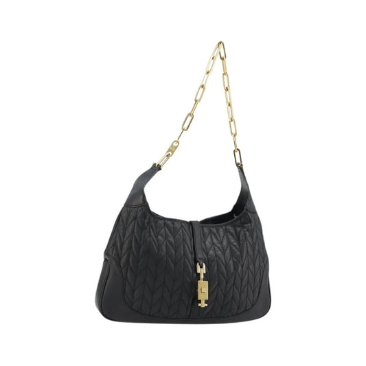 Gucci Vintage Jackie Shoulder Canvas and Leather, Black, Leather, Handbag