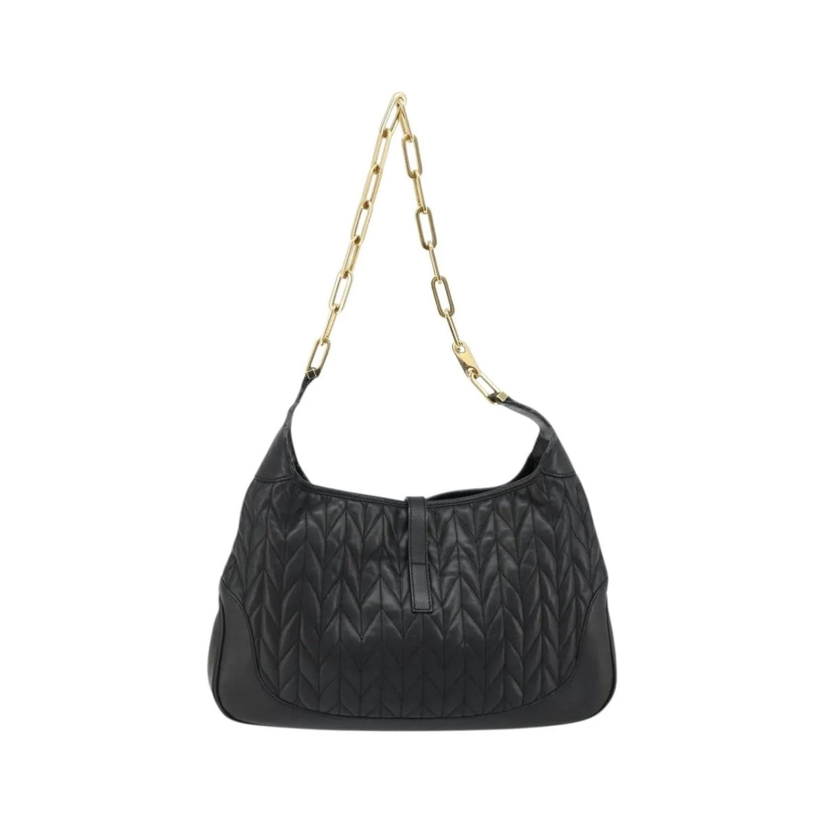 Gucci Vintage Jackie Shoulder Canvas and Leather, Black, Leather, Handbag