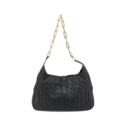 Gucci Vintage Jackie Shoulder Canvas and Leather, Black, Leather, Handbag