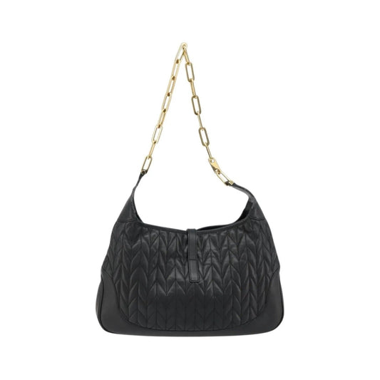 Gucci Vintage Jackie Shoulder Canvas and Leather, Black, Leather, Handbag