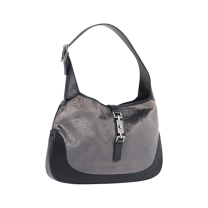 Gucci Vintage Jackie Shoulder Velvet and Leather, Black, Velvet, Handbag