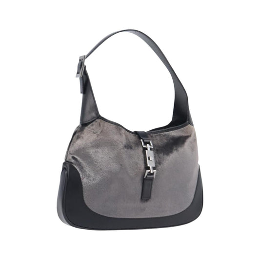 Gucci Vintage Jackie Shoulder Velvet and Leather, Black, Velvet, Handbag