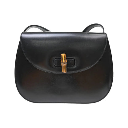 Gucci Vintage Lady Lock Flap Leather, Black, Leather, Shoulder Bag