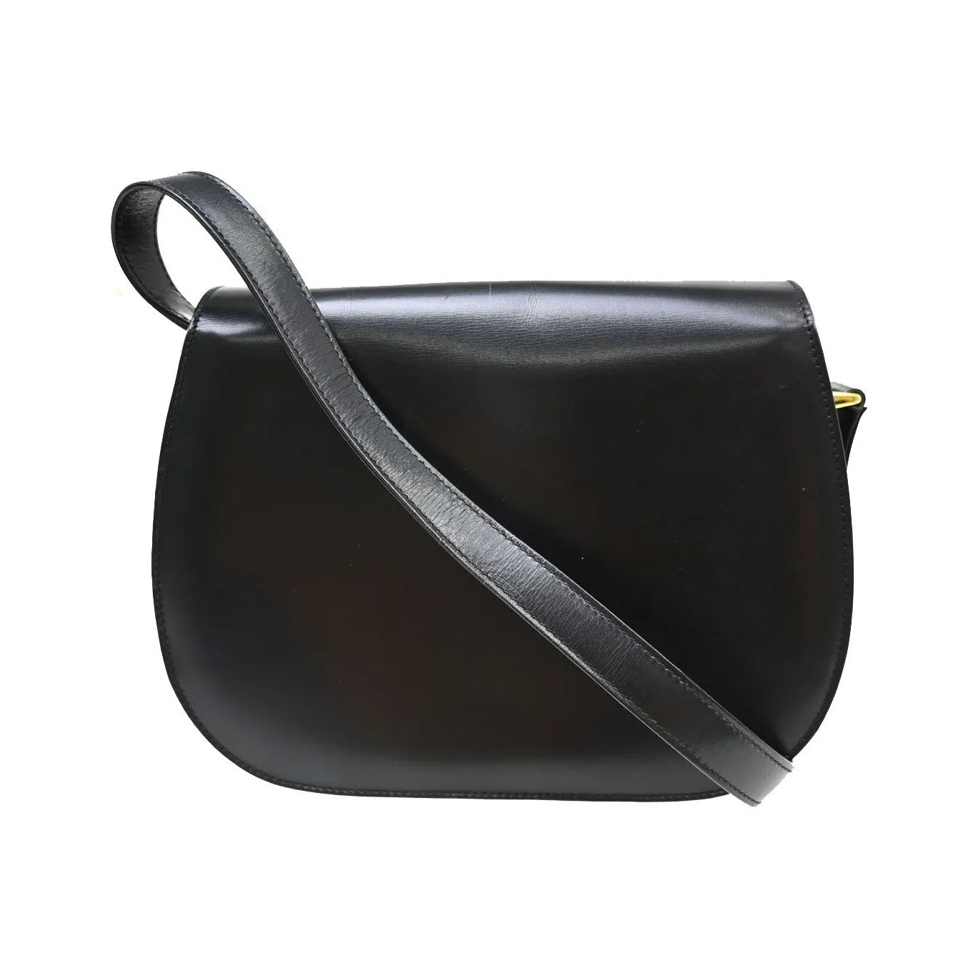 Gucci Vintage Lady Lock Flap Leather, Black, Leather, Shoulder Bag