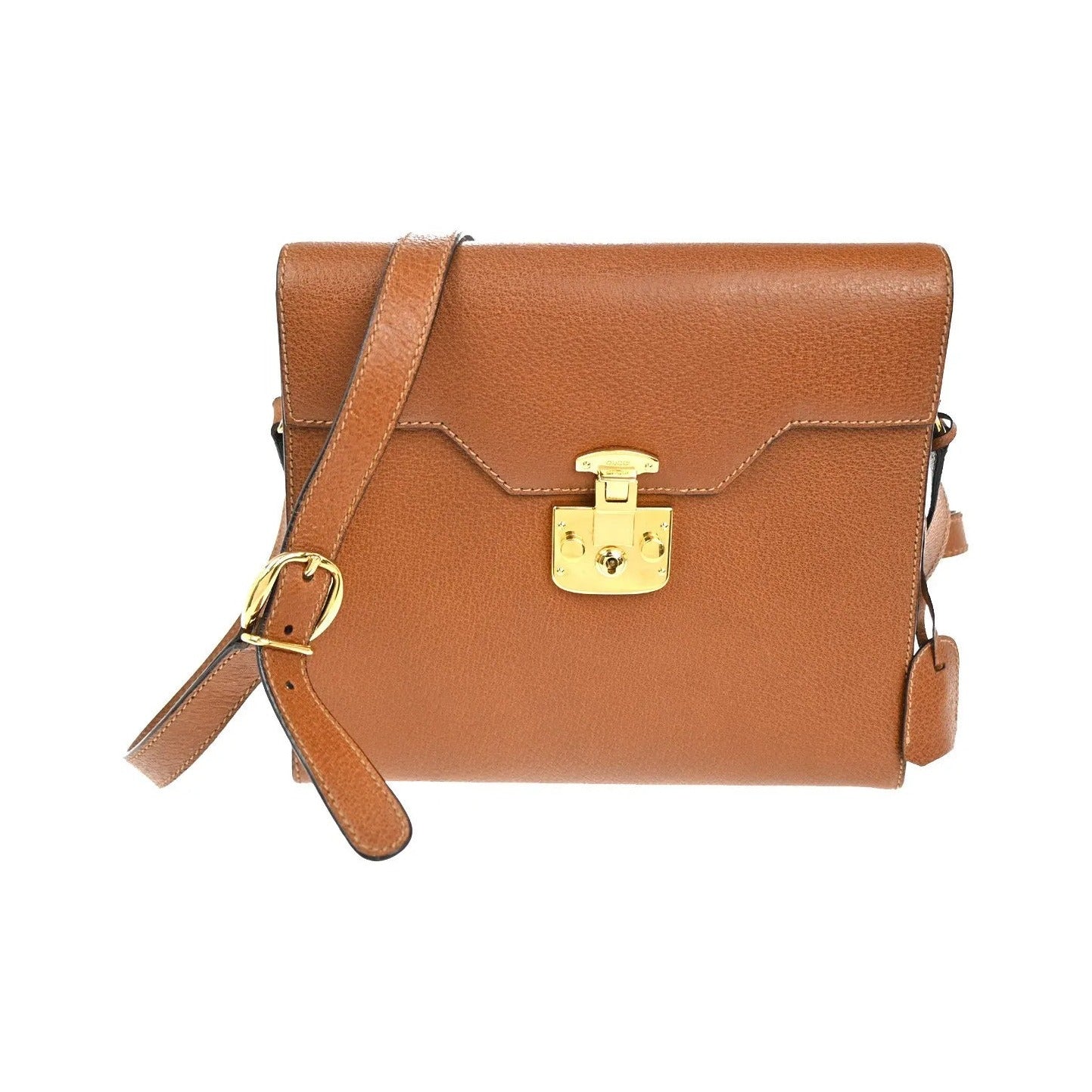 Gucci Vintage Lady Lock Top Handle Leather, Brown, Leather, Shoulder Bag