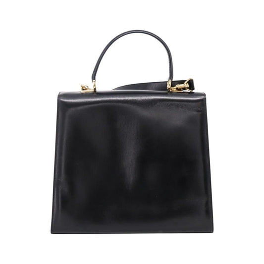 Gucci Vintage Lady Lock Top Handle Leather, Black, Leather, Handbag