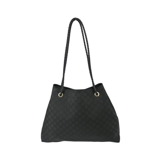 Gucci Vintage Open Shoulder Bag (Outlet) GG Canvas with Leather, Black, Canvas, Shoulder Bag
