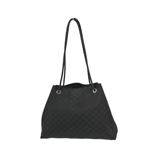 Gucci Vintage Open Shoulder Bag (Outlet) GG Canvas with Leather, Black, Canvas, Shoulder Bag
