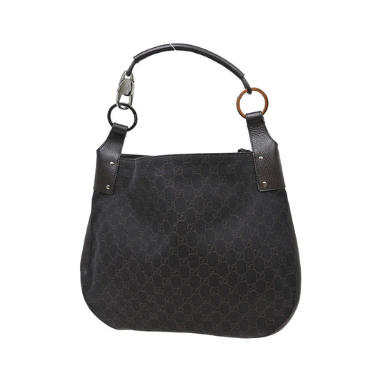 Gucci Vintage Ring Hobo Printed Velvet, Brown, Canvas, Shoulder Bag