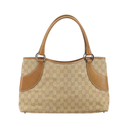 Gucci Vintage Ring Tote GG Canvas with Leather, Beige, Canvas, Tote Bag