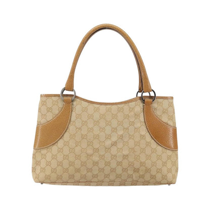 Gucci Vintage Ring Tote GG Canvas with Leather, Beige, Canvas, Tote Bag