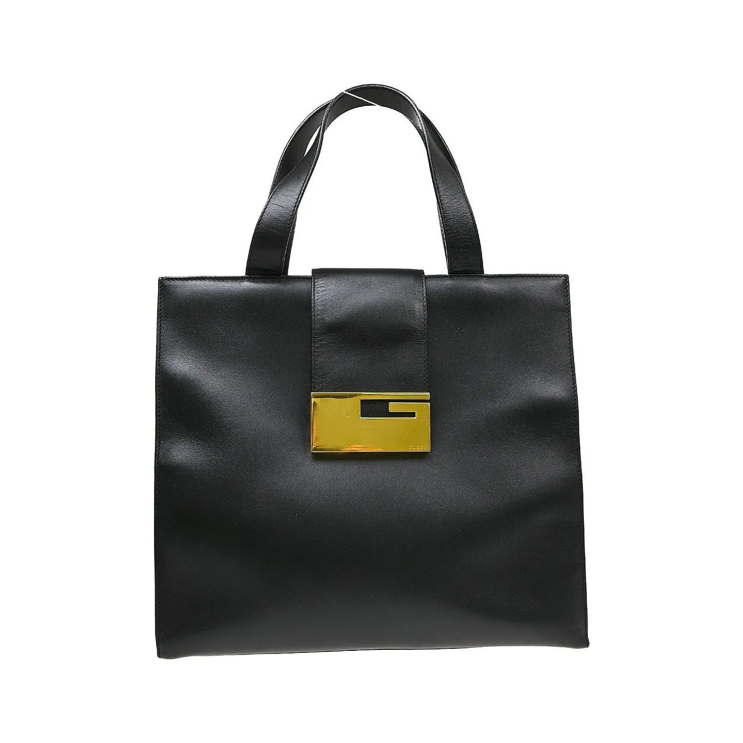 Gucci Vintage square G Leather, Black, Leather, Handbag