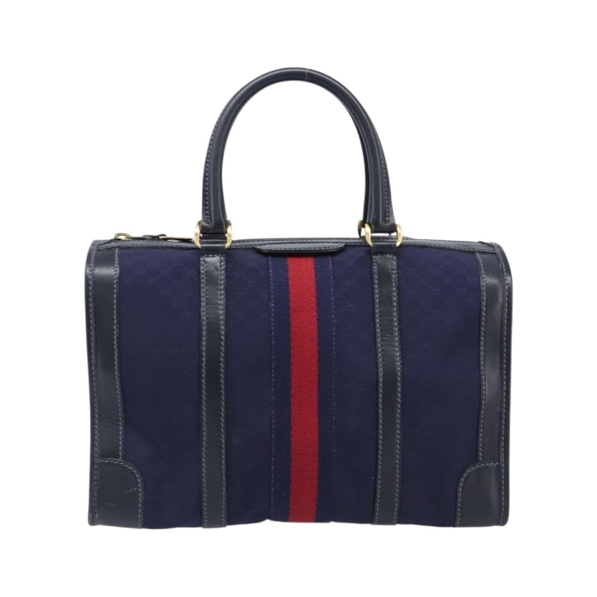 Gucci Vintage Web Boston GG Canvas, Navy, Canvas, Handbag