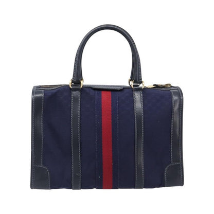 Gucci Vintage Web Boston GG Canvas, Navy, Canvas, Handbag
