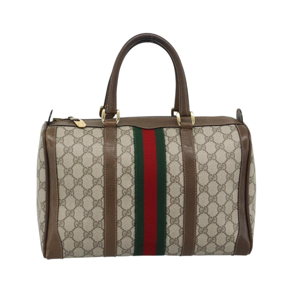 Gucci Vintage Web Boston GG Coated Canvas, Beige, Canvas, Handbag
