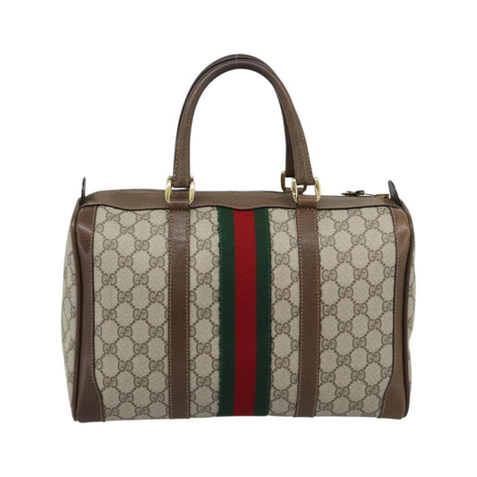 Gucci Vintage Web Boston GG Coated Canvas, Beige, Canvas, Handbag