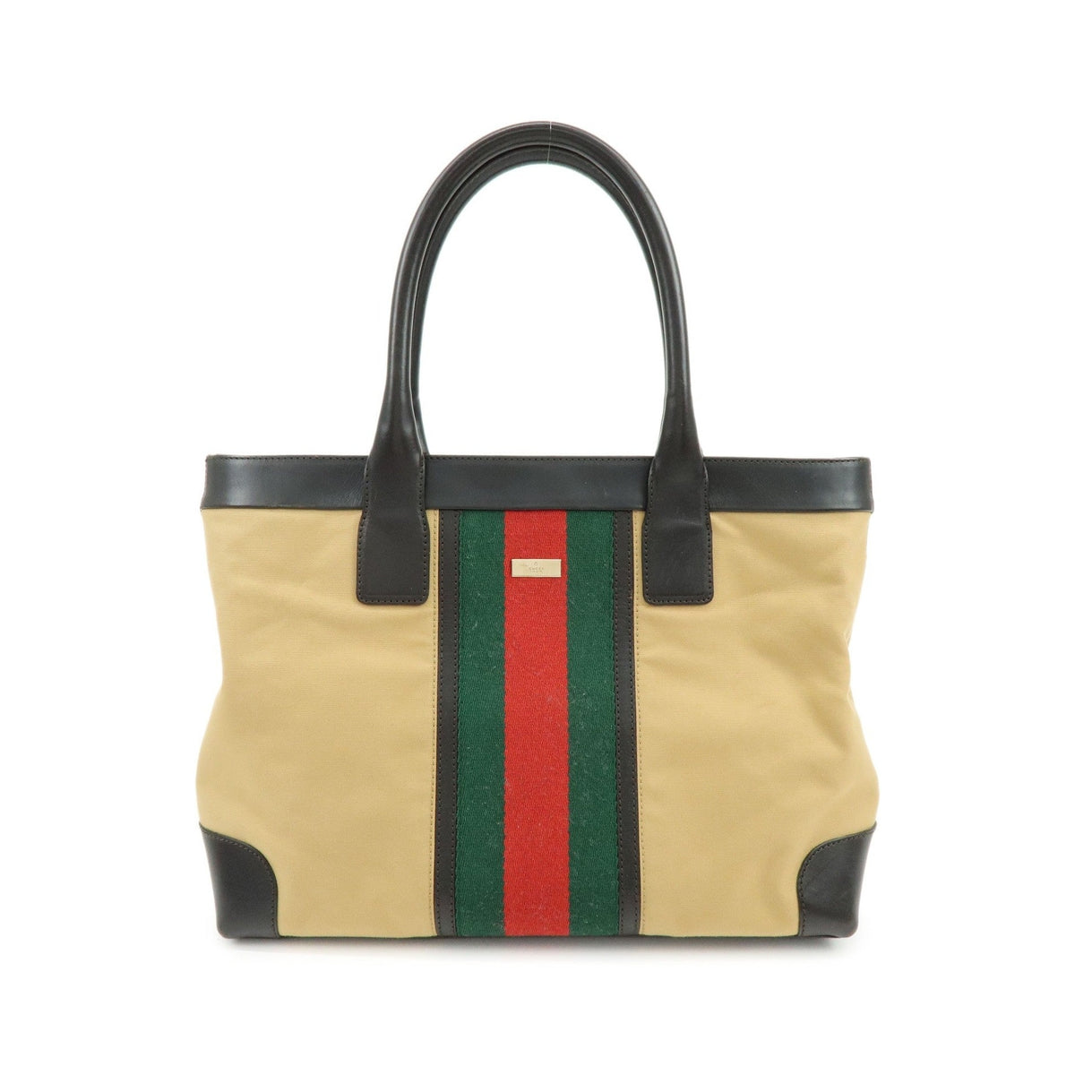 Gucci Vintage Web Canvas and Leather, Beige, Canvas, Crossbody Bag