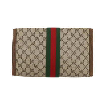 Gucci Vintage Web Flap Clutch GG Coated Canvas, Beige, Canvas, Clutch
