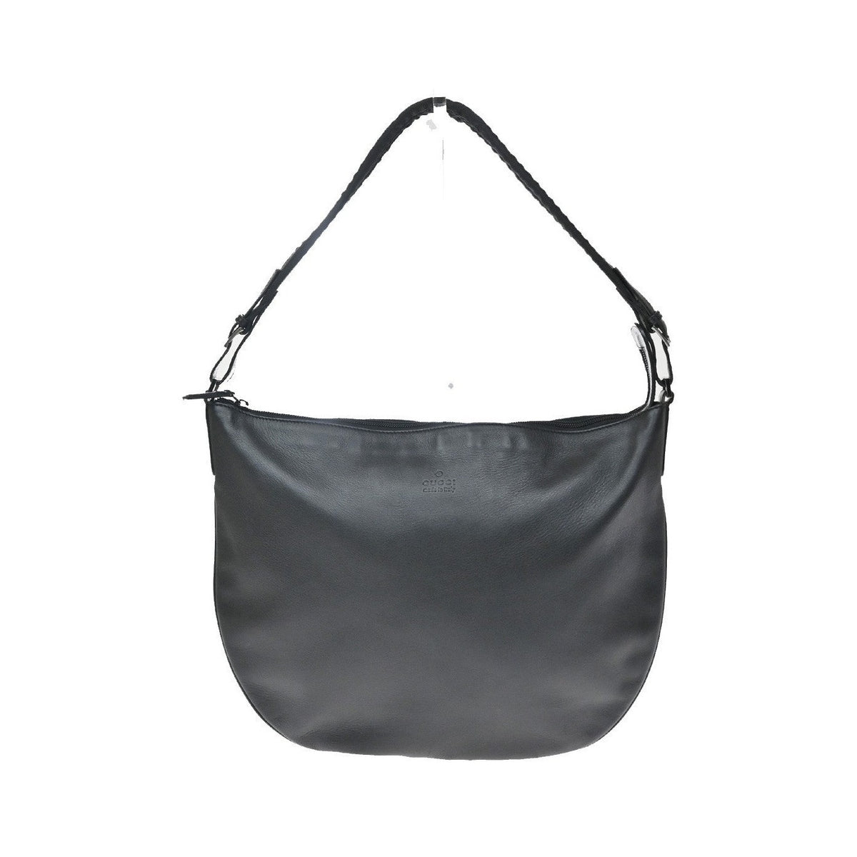 Gucci Vintage Web Half Moon Leather, Black, Leather, Shoulder Bag