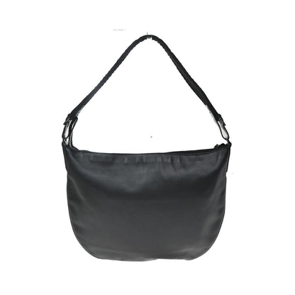Gucci Vintage Web Half Moon Leather, Black, Leather, Shoulder Bag