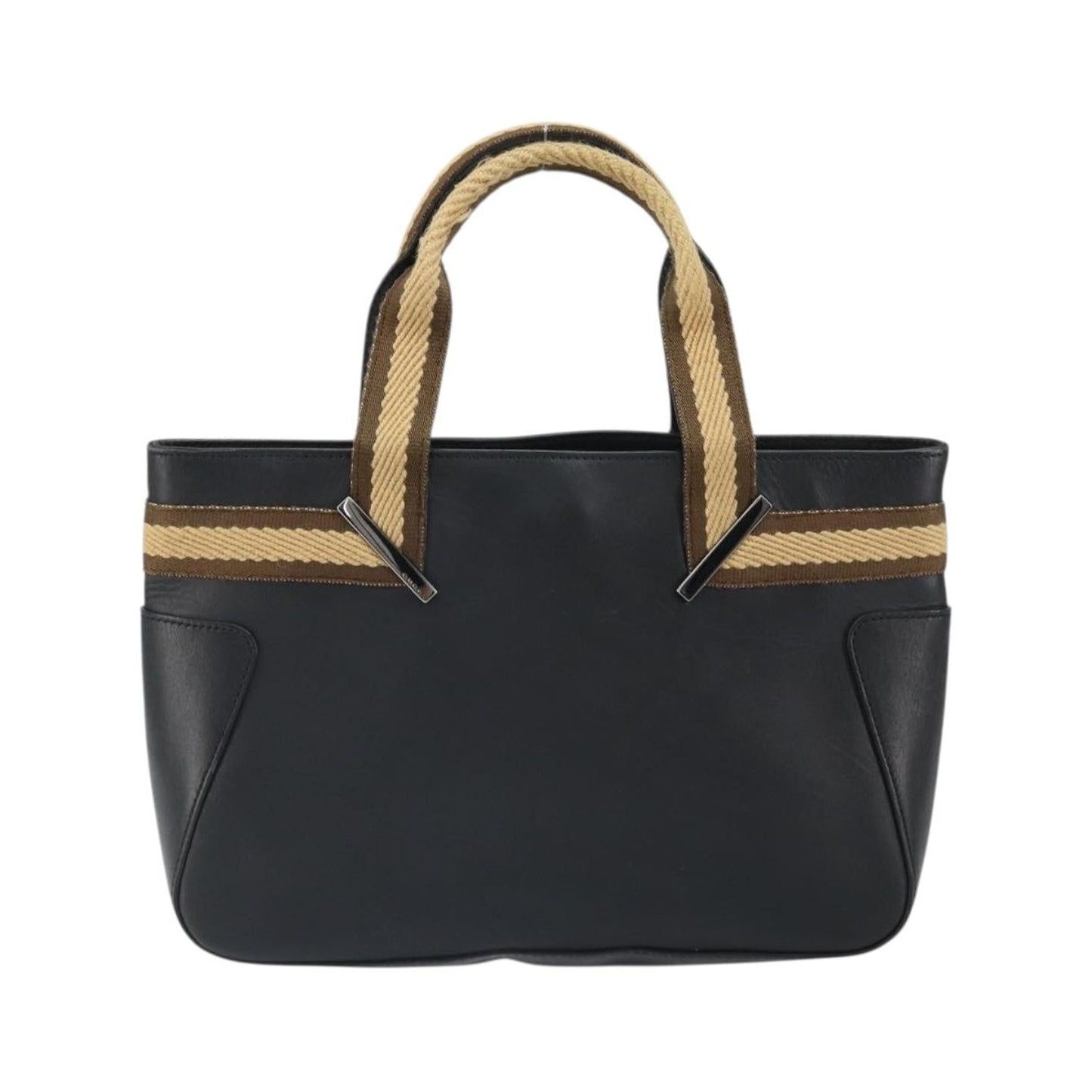 Gucci Vintage Web Tote Leather, Black, Leather, Tote Bag
