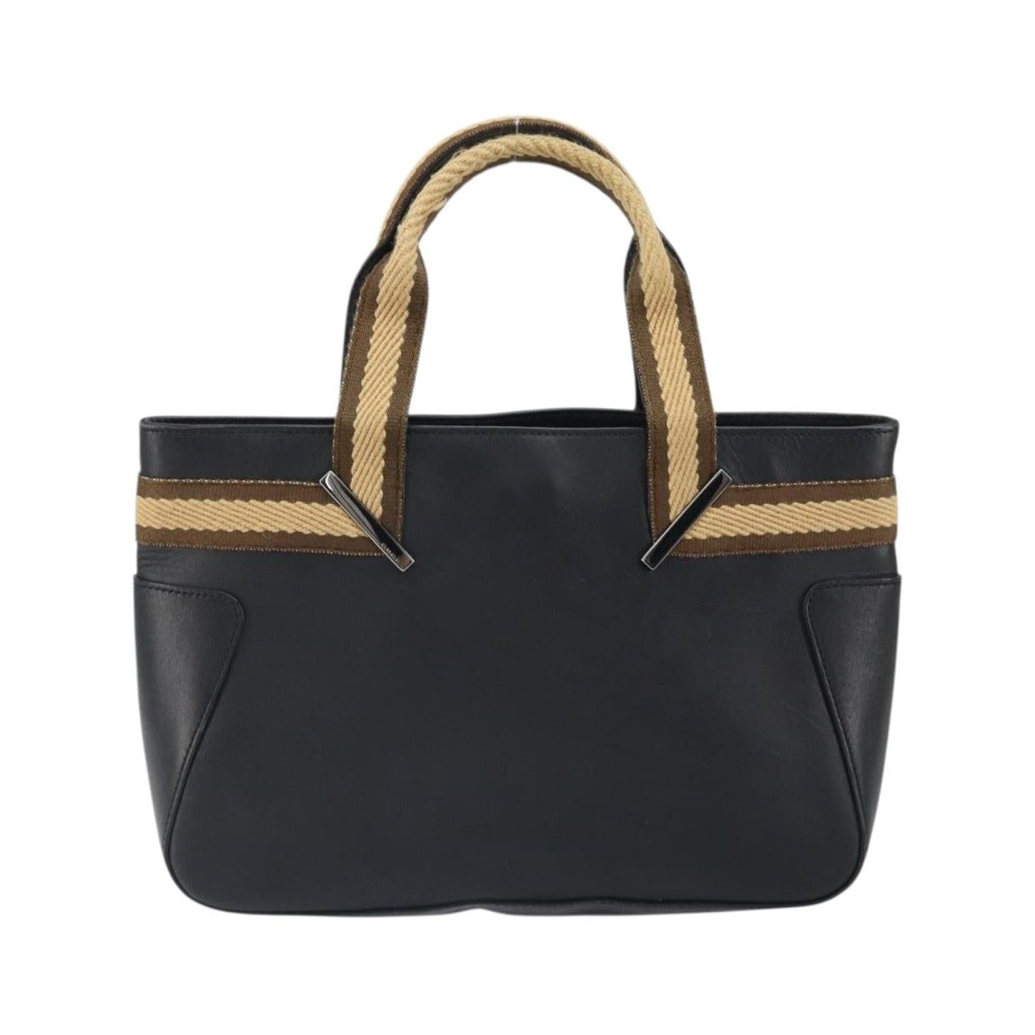 Gucci Vintage Web Tote Leather, Black, Leather, Tote Bag