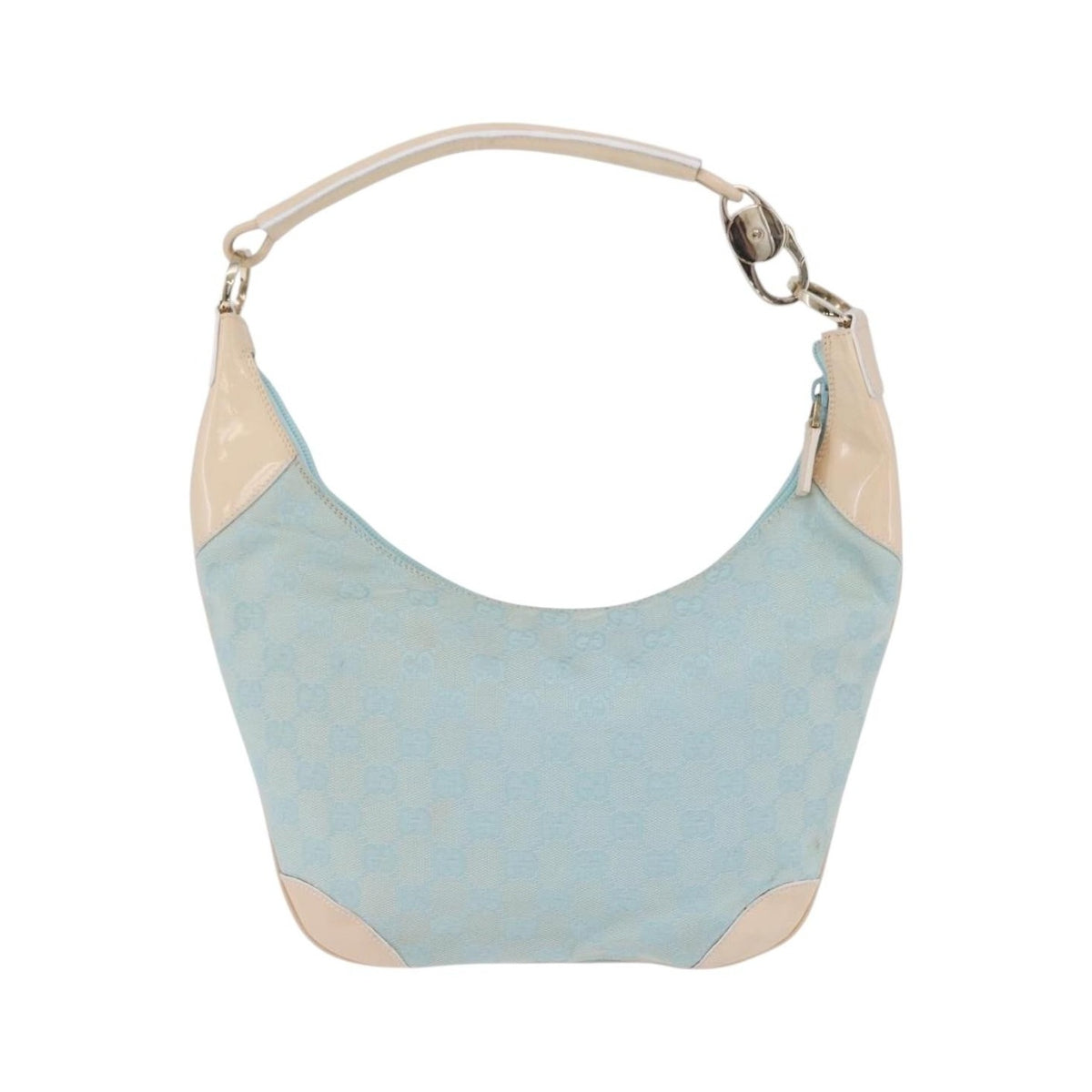 Gucci Vintage Zip Hobo GG Canvas and Patent, Blue, Canvas, Shoulder Bag