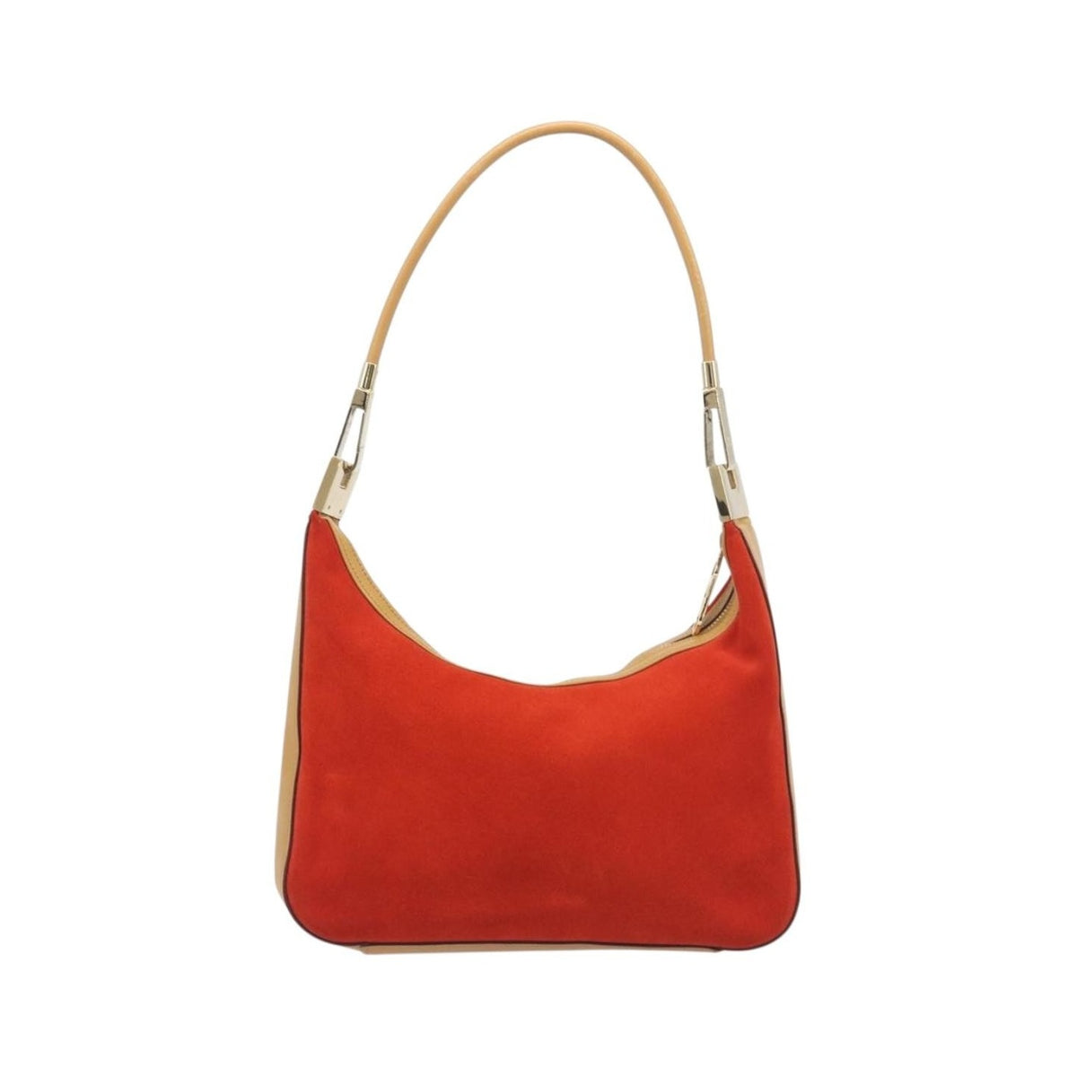 Gucci Vintage Zip Hobo Leather & Suede, Red, Suede, Shoulder Bag